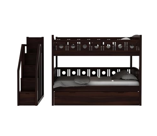 Image of Custom Decor Sheesham Wood Bunk Bed | Wooden Double Bed Bed Furniture for Bedroom | Living Room | Home (BunnyBed-W)