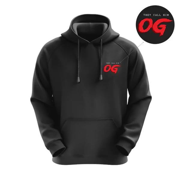 Image of DUDEME : FIRE OG Iconic Black Unisex Hoodie Sweatshirt for Pawan Kalyan Fans 100% Cotton Hooded Neck Regular Fit (in, Alpha, M, Regular, Black)