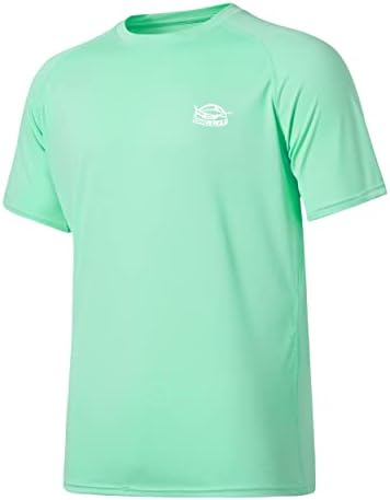 Willit Men's UPF 50+ Sun Protection Shirt Rashguard Swim Shirt Short Sleeve SPF Quick Dry Fishing Shirt Light Green L
