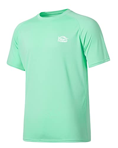 Willit Men's Upf 50+ Sun Protection Shirt Rashguard Swim Shirt Short Sleeve Spf Quick Dry Fishing Shirt Light Green L #TOP14