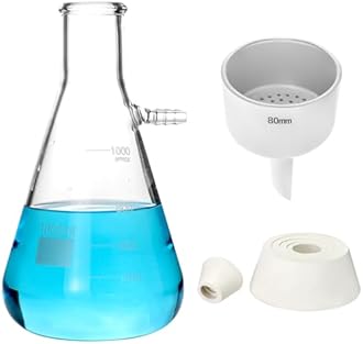 QWORK Buchner 1000ML Funnel Kit Filter Flask Set, 1L Vacuum Flask 80Mm Funnel, Borosilicate Glass Heavy Wall Filtering Flask