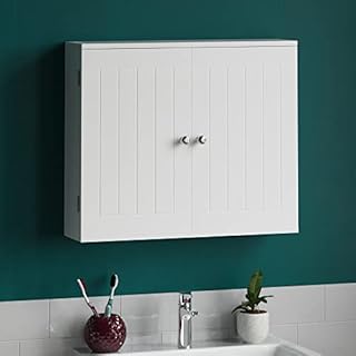 Bath Vida Priano Bathroom Cabinet Double Door Wall Mounted Storage Shelf, White