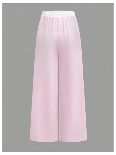 WDIRARA Girl's Side Striped Baggy Sweatpants Elastic Waist Wide Leg Workout Athletic Track Pants2