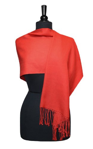 100% Wool Pashmina Solid Scarf CORAL PINK Color Womens Shawl Wrap Scarve3
