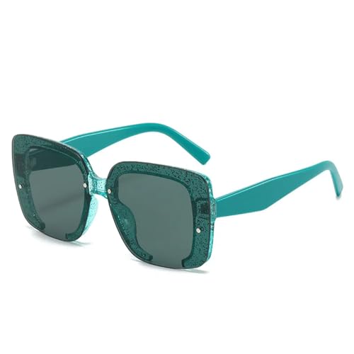 Lunettes de soleil carrées de luxe MUTYNE monture à paillettes roses et finitions rivets