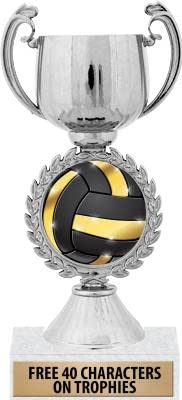 Crown Awards 6.5" Silver Chaplet Volleyball Cup Trophy, 50 Pack
