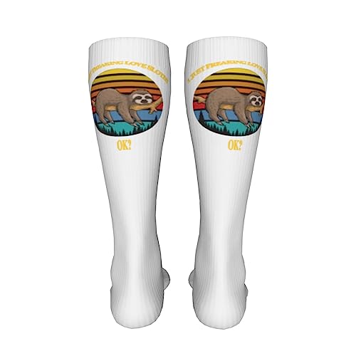 I Just Freaking Love Sloths Ok? Knee High Socks For Women Long Tube Socks Athletic Compression Socks Unisex High Socks Girls4