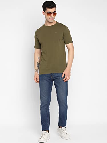 Image of Allen Cooper Men's Super Combed Cotton Rich Solid Round Neck Half Sleeve T-Shirt