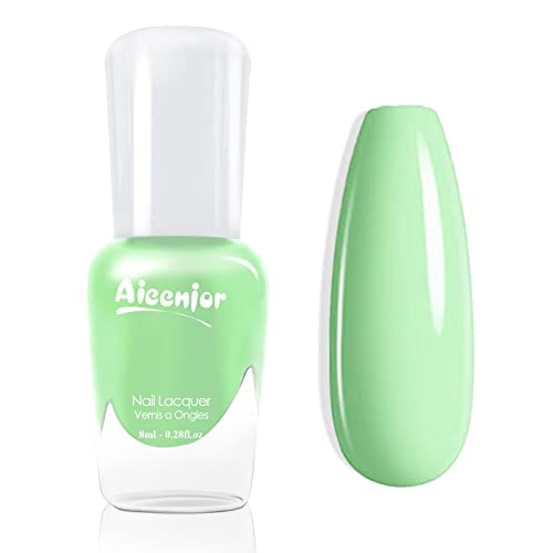 Aieenjor Green Nail Polish, Lagoon/Avocado Green, Water-Based Low Odor Peel-Off, Non-Toxic, Chip Resistant, Sage Green Nail, Vibrant For Spring Summer, 0.28 Fl Oz #TOP8
