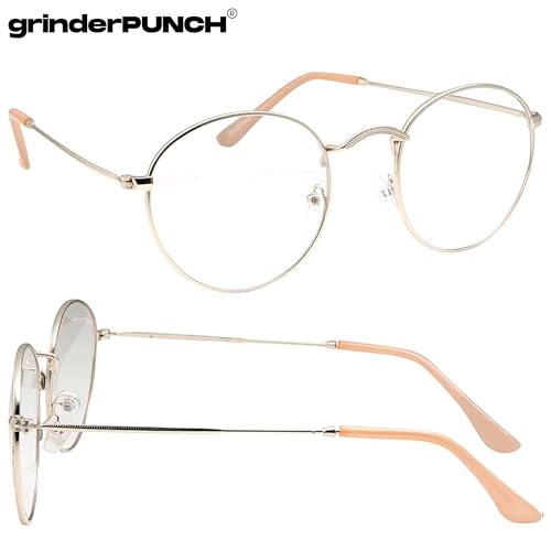 grinderPUNCH Retro Round Clear Lens Glasses Metal Frame2