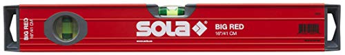 Image of SOLA LSB16 Big Red Aluminum Box Beam Level with 2 60% Magnified Vials, 16-Inch