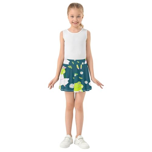 Cute Frogs Ballerinas Green Girls Skorts Athletic Shorts Toddlers Tennis Skirts Running Cheer Skirt 3t3