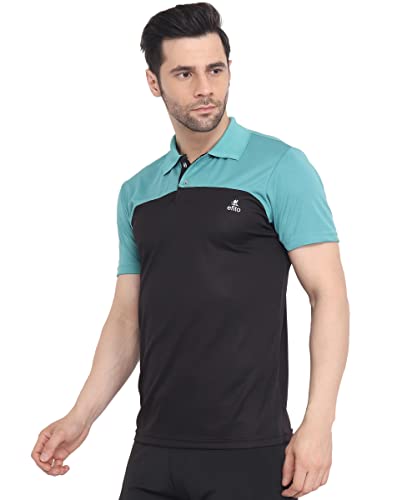 Image of Mens Polo Tshirt for Gym | Dual Tone Colour | Polyster Blended (M, Black)