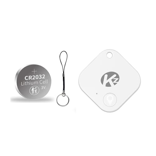 KZO Bluetooth Key Finder with Extra Battery, White, 1 Pack