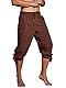 Runcati Kurze Hosen Herren Pluderhose mit Schnürung Wikinger Sommerhose Pirat Mittelalter Kostüm Freizeit Strand Shorts, Braun, M