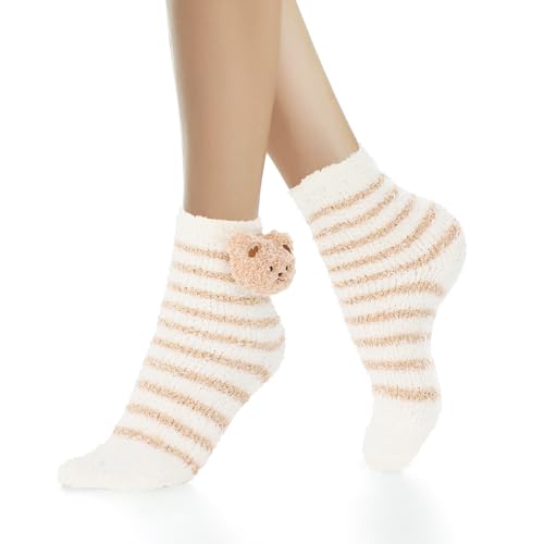 Image of Benefeet Sox Funny Animal Fuzzy Socks for Women Girls - Cute Fluffy Slippers, Cozy Warm Winter Plush Sleeping Socks
