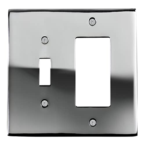 Polished Chrome SWITCH HITS Combined Outlet Wall Plate | 1 Toggle - 1 Decorator | 4.50