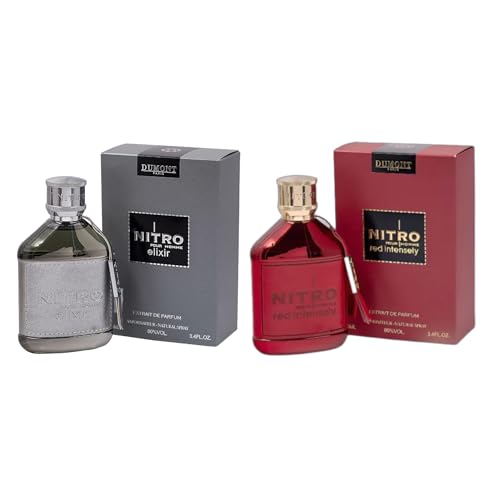 Dumont Nitro Red Intensely and Nitro Elixir Combo | Extrait de Parfum for Men women | Long Lasting Luxury Scent (3.4 Fl Oz Each)