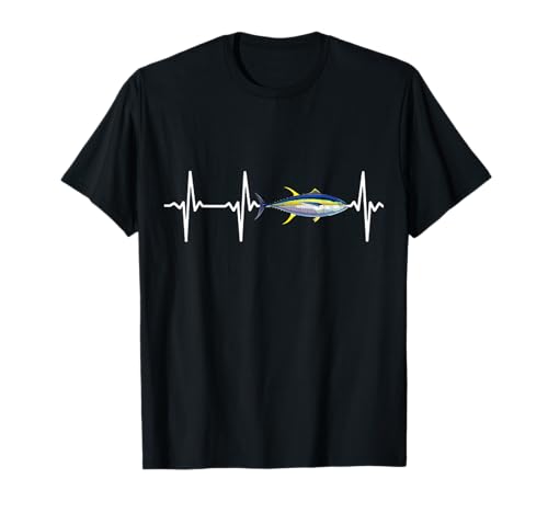 Yellowfin atún latido del corazón para los amantes de la pesca de los peces de agua salada Camiseta