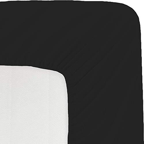 Image of Sweet Dream's 750 Collection Egyptian Cotton Fitted Bedsheet 4 to 12 Inch Matress 15 inch Drop Single Bed (30x72) + 1 Pillow Covers (18x28), Black