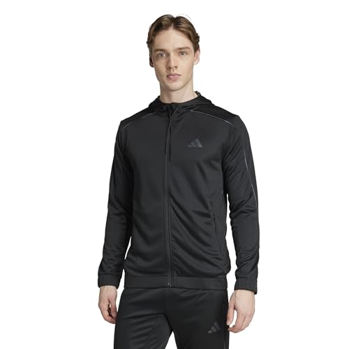 adidas Men's Train Essentials Camouflage Full-Zip Hoodie, Black