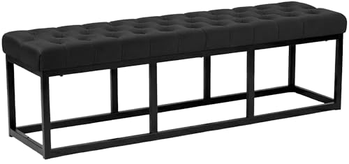 CLP Banc Polson, Moderne, Cadre en métal Noir, Velours capitonné, Protection de Sol, pour Salon,...