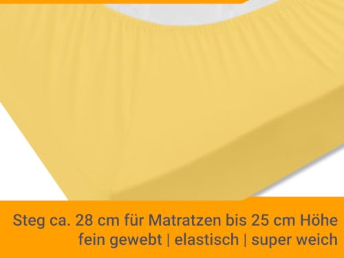 npluseins Jersey Spannbetttuch Baumwolle, 120x200 cm, Gelb – Ansicht 5