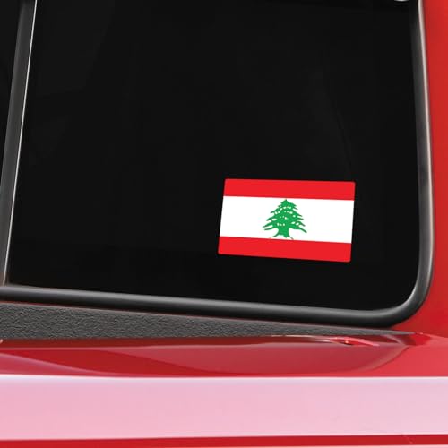 Image of World Country Flag Decal Stickers - Two Pack - for Cars Windows Bumpers Laptops Tablets Tumblers Cups Walls (Lebanon)