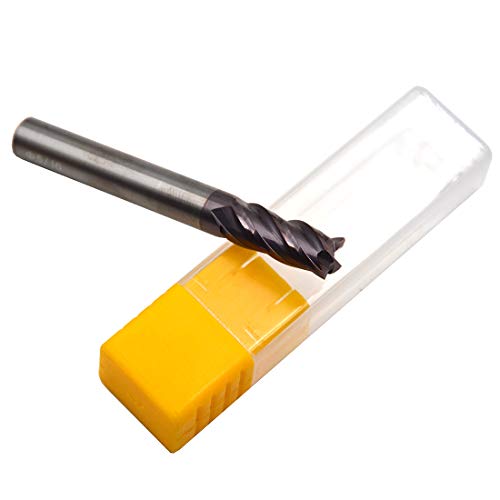Image of Yearfits 1 /8 Blade x 1 /8 Shank x 2'',Solid Micro Carbide,4 Flute,Square Nose End Mill,TiAlN Coated,CNC Router Bits Cutter Milling Tools (used for steel, 1 /8)