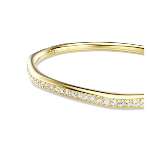 Swarovski Dextera bangle, Octagon shape, Round cut, White, Gold-tone plated4