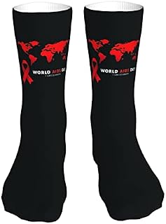 883 Compression Socks World Aids Day Crew Socks Non Slip Calf Socks Breathable Sports Socks For Walking Jogging Trekking 40cm