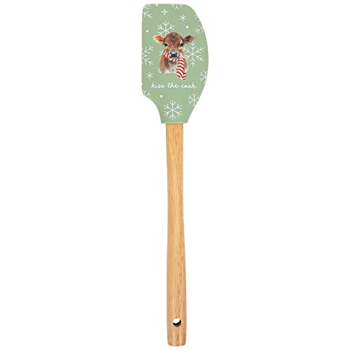 Mary Square Kiss The Cook Brown Cow 12 X 2.5 Silicone Christmas Mixing Spatula #TOP4
