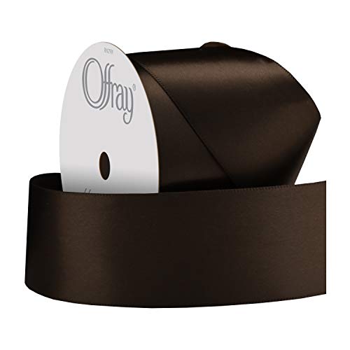 C.R. Gibson 932728 1.5\" Wide Single Face Satin Ribbon, Brown, 4 Yds
