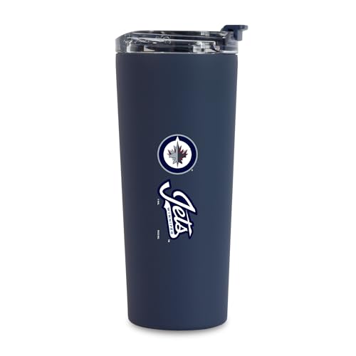 Rico Industries NHL Hockey Winnipeg Jets Navy 24oz Stainless Steel Tumbler with Lid and Dual Functioning Lid