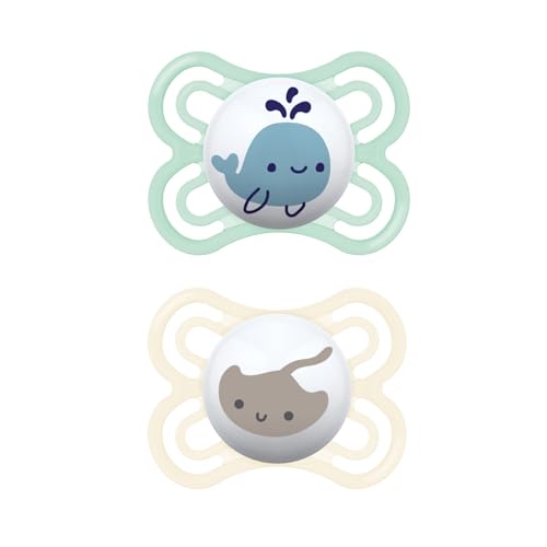 Image of MAM Perfect Baby Pacifier, Patented Nipple, Developed with Pediatric Dentists & Orthodontists, 2 Pack, 0-6 Months, Boy