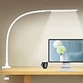 YOUKOYI LED Desk Lamp with Clamp,Flexible Gooseneck Architect Table Lamp - 5 Brightness Levels & 4 Color Modes, Touch Control, Eye-Care 10W Desk Light for Home/Office/Reading/Work(White)