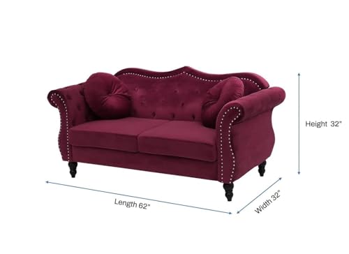 Image of Classic 3+2= 5 Seater Sofa Set Luxury Chesterfield Modern Fahionalable Sleeper Sofa for Living Room, Dining Room, (3+2 Burgundy Beige)