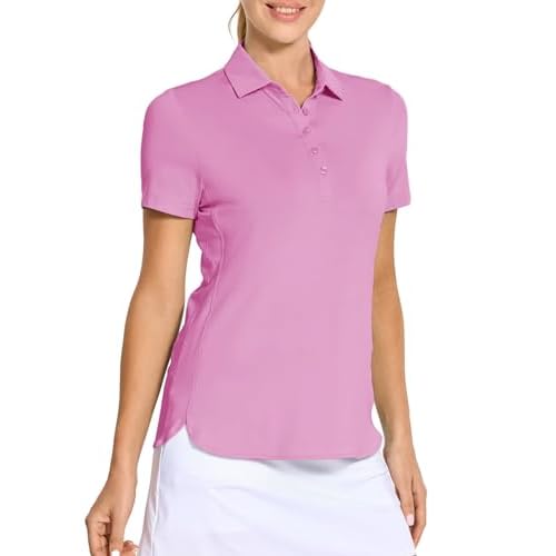 M MAELREG Womens Golf Shirt Short Sleeve 5 Buttons Quick Dry Casual Solid Moisture Wicking Tennis Polo Shirts for Women