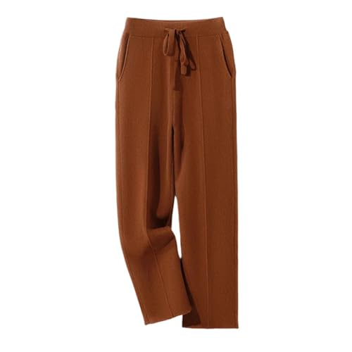 Men's Wool Straight Pants Winter Soft Warm Casual Elastic Waist Trousers