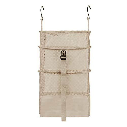 Surblue Hanging Closet Storage Bag Collapsible 3-Shelf Washable Oxford Fabric With 2 Hooks (L 11.41 * 11.41 * 19.68In, Beige) #TOP2