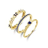 Fimewon 14K Gold Rings for Women Fashion Stackable Rings Sapphire Eternity Ring Set Friend Birthday Gifts for Women Size 9