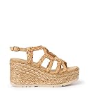 V22BL1034 RAFIA SAND Sandalia de Mujer con cuña de Rafia Trenzada. V22BL1034 Rafia Sand - Talla: 39