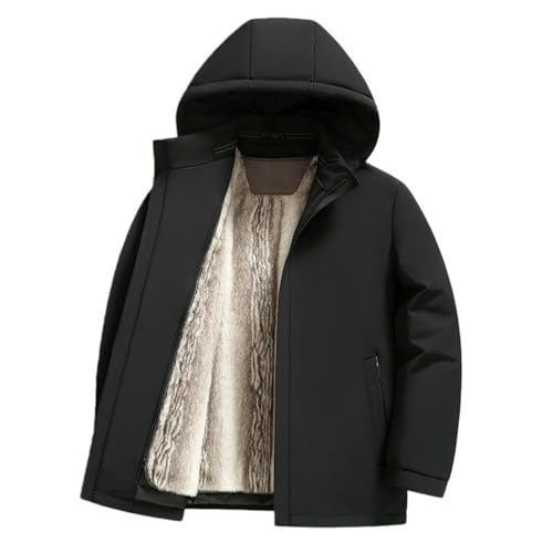 Veste d'hiver homme chaude épaisse veste business chic avec capuche médiévale noire