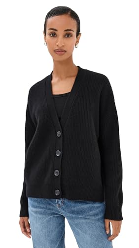 Women's Cropped Cashmere Cocoon Cardigan, Black, S