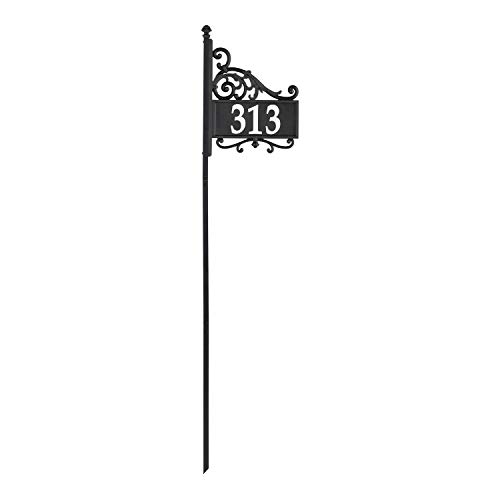 Whitehall Products 11244 Nite Bright Acanthus Reflective Post Sign Address Plaque, Black/White #TOP1