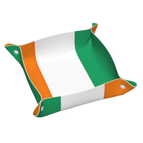 Bandeja de cuero con estampado de bandera de Costa de Marfil, organizador de almacenamiento de escritorio, bandeja decorativa, bandeja para mesita de noche