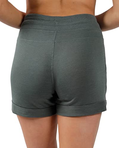 90 Degree By Reflex Soft And Comfy Activewear Lounge Shorts With Pockets And Drawstring For Women - Heather Sage - Small #TOP3