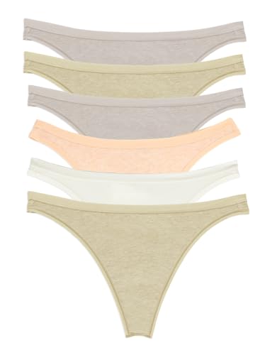 Image of Felina Women's Organic Cotton Thong Underwear, 6-Pack