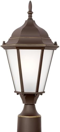Generation Lighting 1-Light Bakersville Outdoor Post Lantern Antique Bronze 82941-71, Outdoor Lantern Lamp for Patio Decor or Garden Decor, Outdoor Light Fixture Uses Standard or LED Light Bulbs
