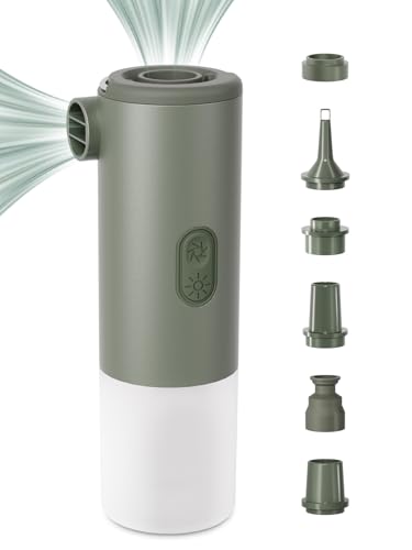 K Kasonic Elektrische Luftpumpe mit Campinglampe, Wiederaufladbare Campingpumpen mit 5 Düsen zum Entleeren, zum Aufpumpen von Luftmatratzen, Pool-Spielzeugen, Tragbare Pumpe für Outdoor-Reisen
